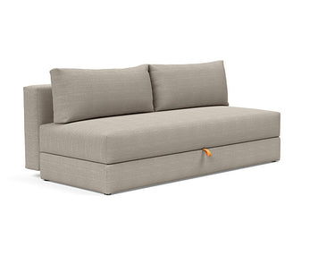 Osvald Sleeper Sofa Bed by Innovation Living in 579 Kenya Gravel fabric with queen-size mattress and storage