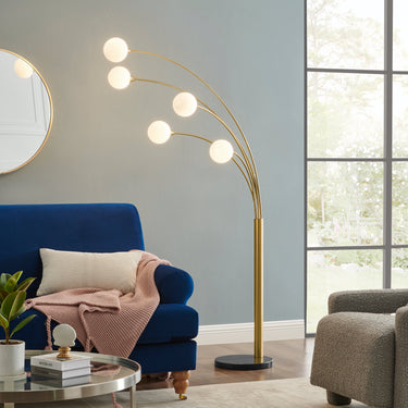 Finesse Decor Anechdoche 5 Lights Floor Lamp Gold and White