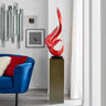 Finesse Decor Red Flame Floor Sculpture With Gray Stand, 65" Tall