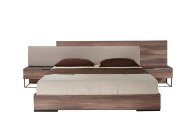 Nova Domus Matteo Italian Eastern King Walnut & Fabric Bed
