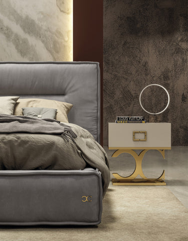 Lamod Italia Hollywood Italian Grey Leather Bed