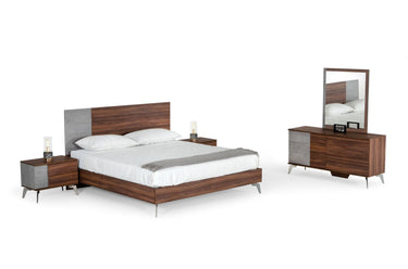 Nova Domus Palermo Italian Faux Concrete & Noce Bodrum Bedroom Set