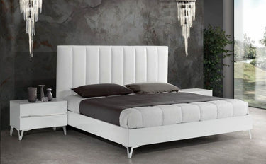 Nova Domus Angela Italian White Eco Leather Bed with Nightstands