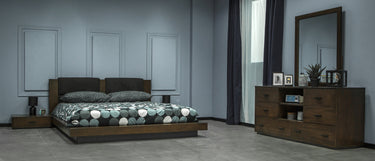 Nova Domus Fantasia Dark Walnut & Dark Grey Bed