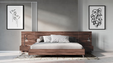 Nova Domus Brooklyn Italian Walnut Bed Nightstands Set