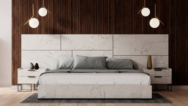 Nova Domus Marbella Italian White Faux Marble Bed Set