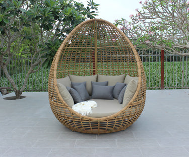 Renava Cocoon Outdoor Beige Wicker Lounge Bed