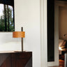 Modern leather table lamp with metal structure by Victor Vasilev