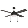 Maxim Lighting Quattro 52" 4-Blade Fan w Pull Chain Black