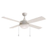 Maxim Lighting Quattro 52" 4-Blade Fan w Pull Chain Matte White