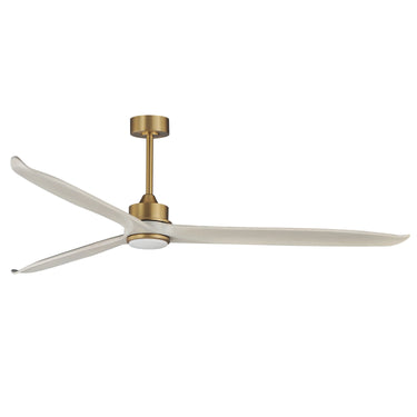 Maxim Lighting Woodwind 80" Solid Wood Blade Fan W LED Natural Aged Brass