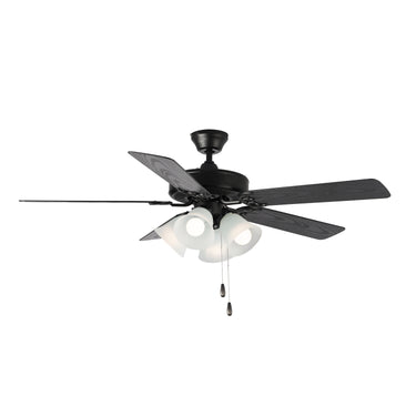 Maxim Lighting Basic-Max 52" Black Fan LED 4-Light BK/W Blades Black/Walnut/Pecan
