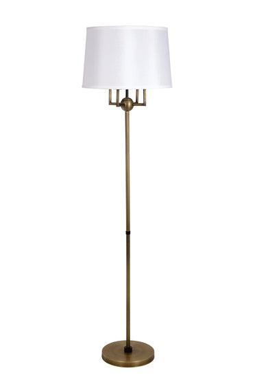 House of Troy Alpine 4 light cluster antique brass/black floor lamp with white silk softback shade