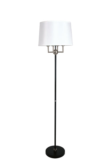 House of Troy Alpine 4 light cluster black/satin nickel floor lamp with white silk softback shade