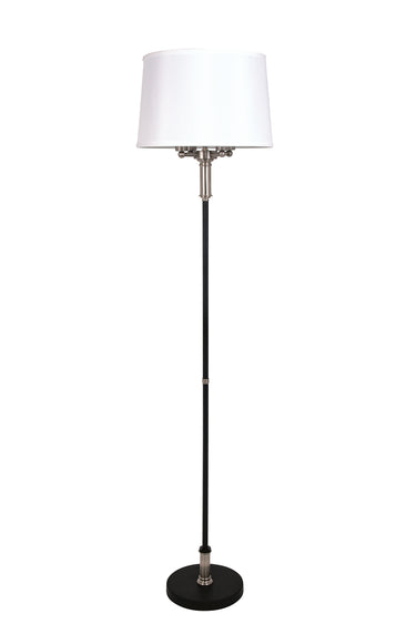 House of Troy Alpine 4 light cluster black/satin nickel floor lamp with white silk softback shade