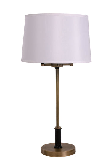House of Troy Alpine 4 light cluster antique brass/black table lamp with white silk softback shade