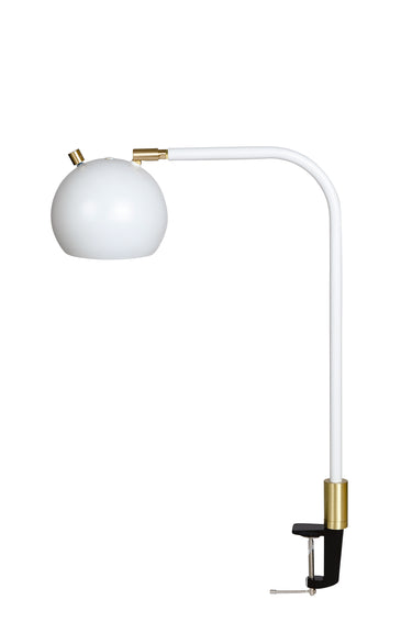 House of Troy Aria Clip on table lamp round globe white/satin brass