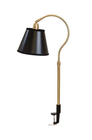 House of Troy Aria Clip on table lamp weathered brass with black shade