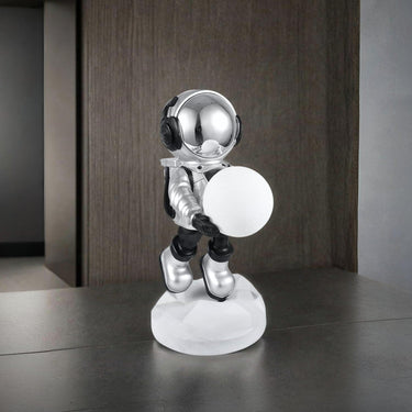 Finesse Decor Lighted Astronaut Sculpture Black & Silver Small