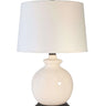 Abbeygale ivory ceramic cordless table lamp with linen shade and rechargeable battery base