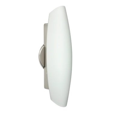 Besa Aero ADA glass wall sconce with opal diffuser and satin nickel finish
