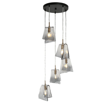 Afmean 17" Black and Brass Mid-Century Modern Chandelier (5 Lights)