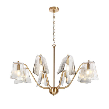 Gold 8-Light Chandelier with 35" Span - Ajustable Suspension