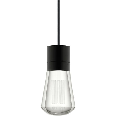 Black optic crystal hanging light fixture with integrated LED bulb