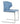 Amed Flat dining chair with chrome sled base and upholstered seat in blue leatherette