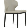 Amed MW upholstered light grey leatherette dining chair by Soho Concept with black powder legs