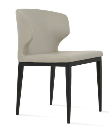 Amed MW upholstered light grey leatherette dining chair by Soho Concept with black powder legs