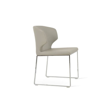 Soho Concept Amed modern chair in light grey Furni-soft leatherette upholstery with sleek metal sled base.