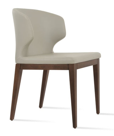 Amed Wood Base Dining Chair by Soho Concept with light grey Furni-Soft leatherette upholstery and wood legs
