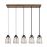 Anasipia 5-light 29-inch farmhouse kitchen island chandelier with rustic iron and seeded glass shades.