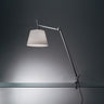 Modern Tolomeo Mega LED desk lamp with 12-inch fiber shade and clamp by Artemide, ideal for home and office lighting