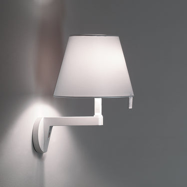 Artemide Melampo Mini Wall Light with adjustable fabric shade in modern interior