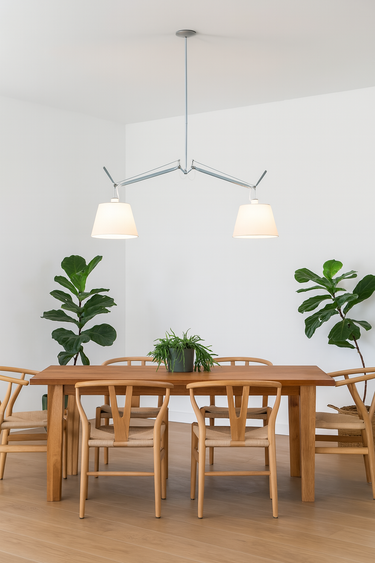 Tolomeo Double Parchment Paper Shade Suspension Lamp – Adjustable Modern Pendant Light on Top of the Dining Table