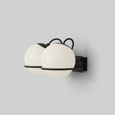 Astep Model 237/2 wall light, black rings, switched on
