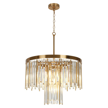 Brass & Crystal 7-Light Chandelier: 22" Glam Ceiling Light Fixture