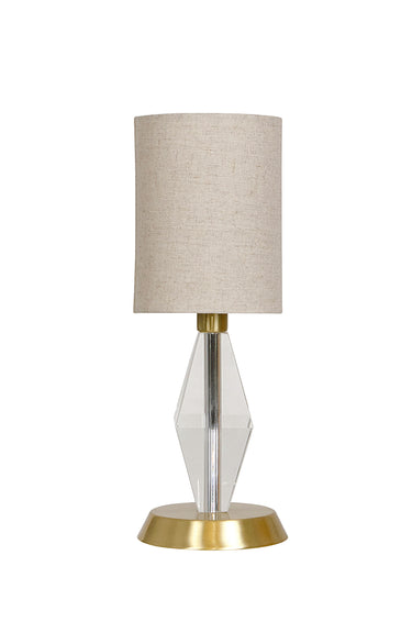 House of Troy Bryson Mini crystal tapered column satin brass accent lamp
