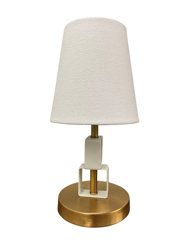 House of Troy Bryson Mini weathered brass and white accent lamp