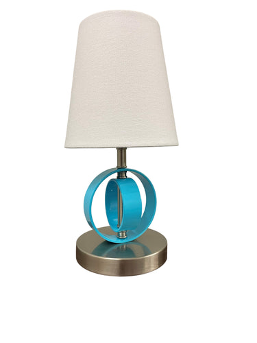 House of Troy Bryson Mini 4" double ring satin nickel/azure accent lamp