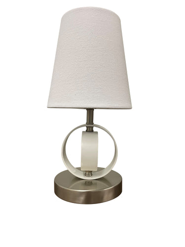House of Troy Bryson Mini 4" double ring satin nickel/white accent lamp