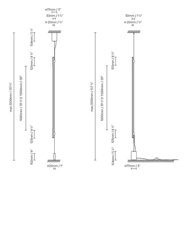 Measurements for the Bimu SV 150 (line drawing)