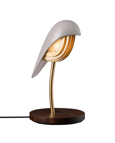 Bird by Daqiconcept, Almond Beige porcelain shell and dark wood base