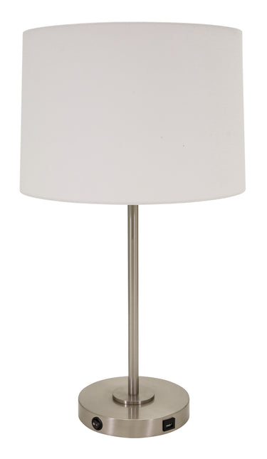 House of Troy Brandon Table Lamps with USB Port in Satin Nickel