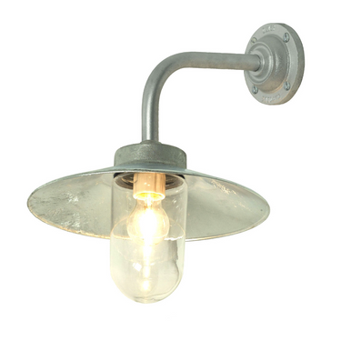 Original BTC Exterior Bracket Light, Right Angle in Galvanized - Clear Glass – main view