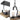 Rustic black and wood linear island light fixture with four clear glass shades for kitchen or dining room
