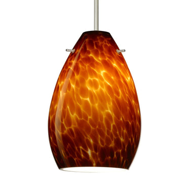 Besa Pera 6 pendant light with handcrafted Amber Cloud glass shade and modern metal canopy