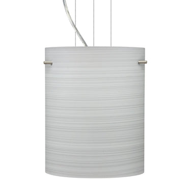 Besa Tamburo 8 pendant light with Chalk handcrafted glass shade and satin nickel finish